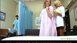 Incredibly sexy blond nurse gives her patients a sponge bath porn video